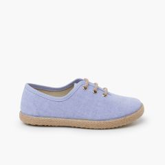Scarpe blucher cerimonia suola espadrille Blu Chambray