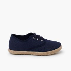 Scarpe sportive lino suola espadrillas e lacci Blu