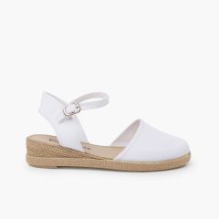 Espadrillas zeppa cinturino con fibbia Bianco