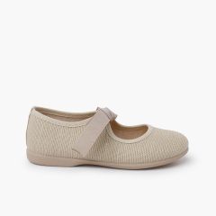 Ballerine di lino chiusura fiocco grosgrain Ecru