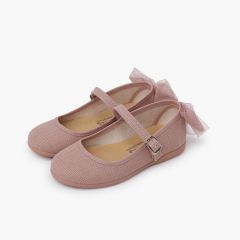 Ballerine cerimonia fiocco posteriore in tulle Rosa pallido
