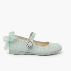 Ballerine cerimonia fiocco posteriore in tulle Menta