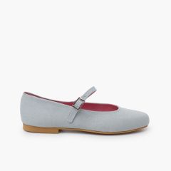 Ballerine con cinturino in lino suole eleganti Blu Nuvola