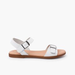 Sandali ampia fibbia frontale Bianco