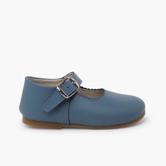 Ballerine con cinturino pelle suola caramello Azzurro Hostess