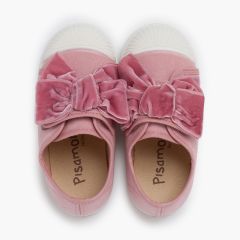 Sneakers fiocco velluto Rosa