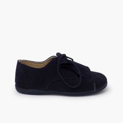 Blucher pelle scamosciata linguetta frange Blu