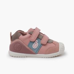 Sneakers bambina Biomecanics doppia chiusura strappo Rosa