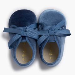Scarpe velluto stile blucher nastri faya Blu reale