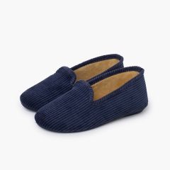 Pantofole stile kung-fu velluto a coste Blu