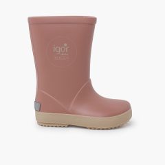Stivali pioggia bambini suola beige Rosa