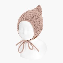 Berretto bebé a maglia spessa Rosa cipria