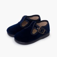 Scarpe occhio di bue velluto fibbia Blu