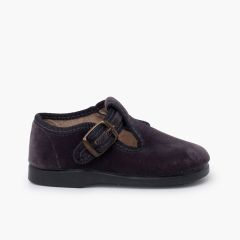 Scarpe occhio di bue velluto fibbia Grigio