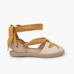 Espadrillas goyesque nastri e punta rotonda Mostarda