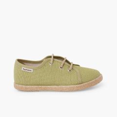 Blucher lino per bambini lacci yuta Verde Oliva