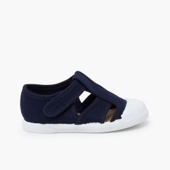 Sandalo flessibile in tela tipo ragnetti bambini Blu
