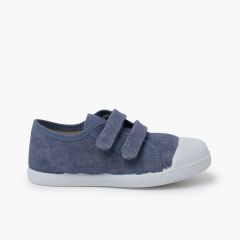 Morbide sneakers eco canvas chiusura a strappo Blu jeans