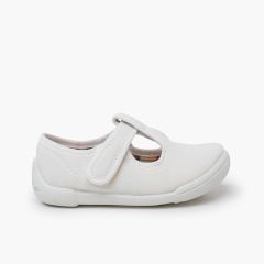 Scarpe occhio di bue barefoot chiusura a strappo suola bianca Bianco