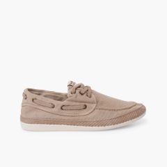 Scarpe da barca grandi dimensioni tela lavata Taupe