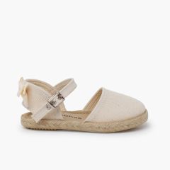 Espadrillas cerimonia fiocco posteriore gros-grain Ecru