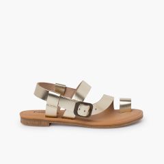 Sandali gladiatore pelle nappa fibbia Champagne