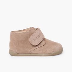 Stivaletti barefoot pelle scamosciata chiusura a strappo Sabbia