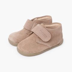 Stivaletti barefoot pelle scamosciata chiusura a strappo Sabbia