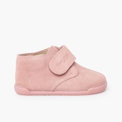 Stivaletti barefoot pelle scamosciata chiusura a strappo Rosa