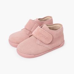 Stivaletti barefoot pelle scamosciata chiusura a strappo Rosa