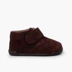 Stivaletti barefoot pelle scamosciata chiusura a strappo Marrone