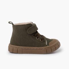 Stivali Garvalín velluto a coste lacci elastici Kaki