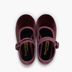 Ballerine con cinturino velluto fibbia dorata antica Rosa Antico