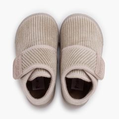 Pantofole barefoot velluto a coste chiusura a strappo Pietra
