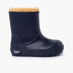 Stivali da pioggia barefoot fodera pelliccia Blu