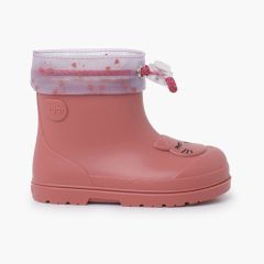 Stivaletti pioggia regolabili gattino barefoot Rosa