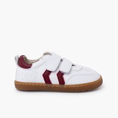 Sneakers bianche barefoot bambini bande laterali Bordeaux