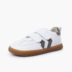 Sneakers bianche barefoot bambini bande laterali Grigio