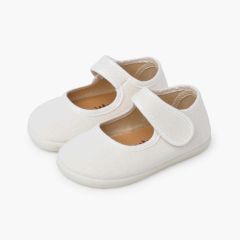 Ballerine con cinturino barefoot lino fine Ecru