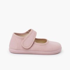 Ballerine con cinturino barefoot lino fine Rosa pallido