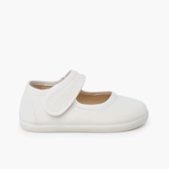 Ballerine con cinturino barefoot lino fine Ecru