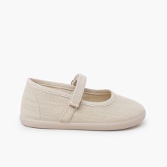Ballerine barefoot lino leggero cinturino a strappo Ecru