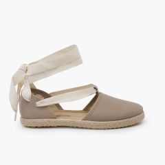 Espadrillas valenciane nastri pelle vegana Sabbia