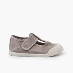 Scarpe occhio di bue barefoot in tela lavata Grigio