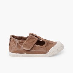 Scarpe occhio di bue barefoot in tela lavata Terra