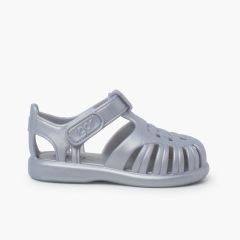 Sandali Tobby metallizzati chiusura a strappo Argento