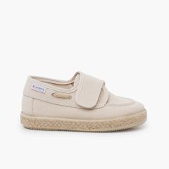Scarpe da barca tela rustica effetto lavato Ecru