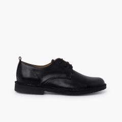 Scarpe bambino blucher pelle lacci Nero