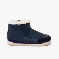 Stivali barefoot neopelle collo montone Blu