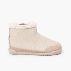 Stivali barefoot neopelle collo montone Beige
